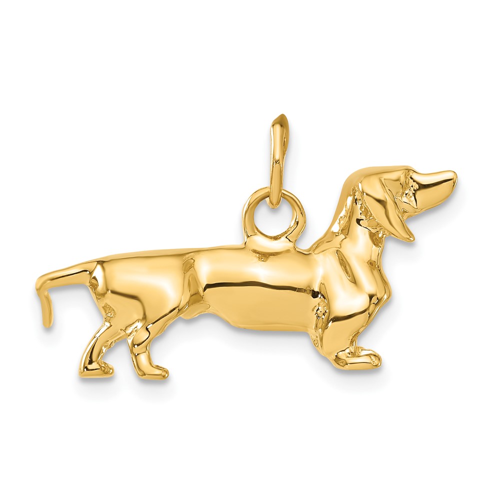 14k Yellow Gold 3D Dachshund Pendant