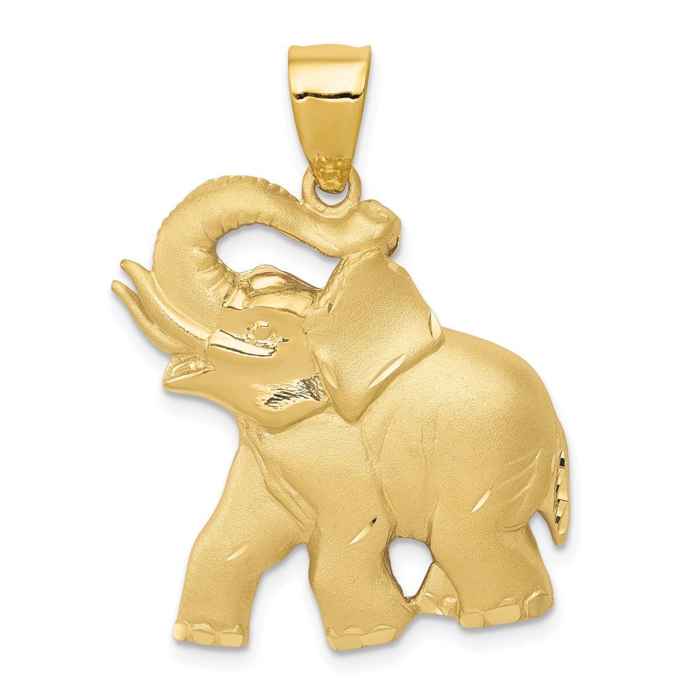 14k Yellow Gold Trumpeting Elephant Pendant