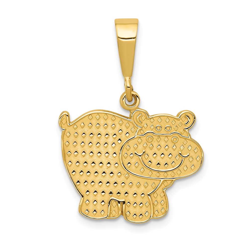 14k Yellow Gold Textured Hippo Pendant