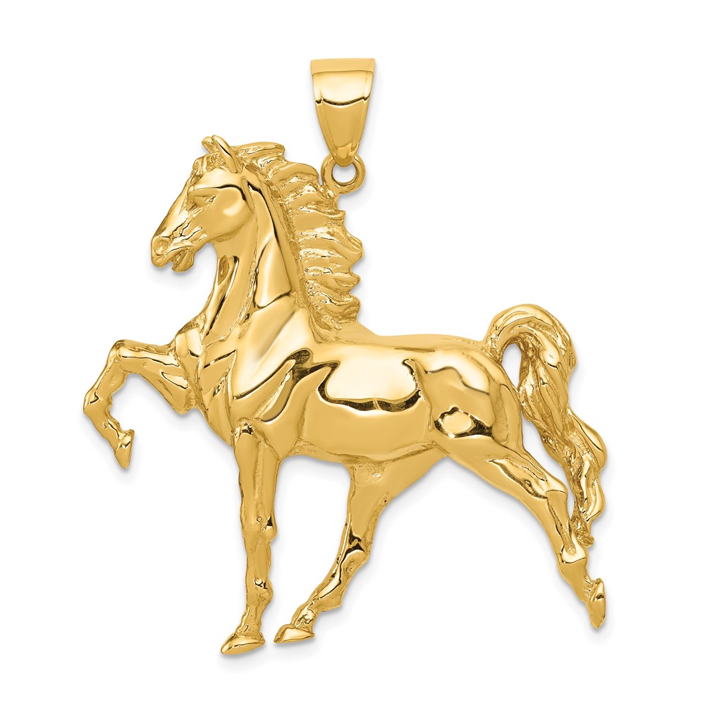 14k Yellow Gold Prancing Horse Pendant