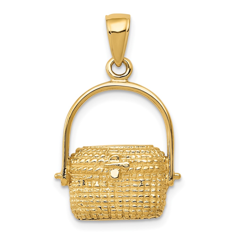 14k Yellow Gold 2D Nantucket Basket Pendant