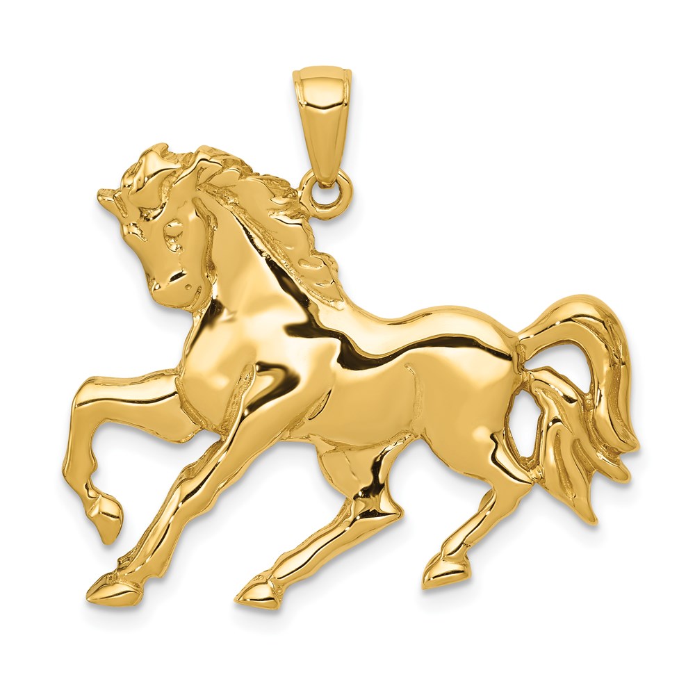 14k Yellow Gold Galloping Horse Pendant
