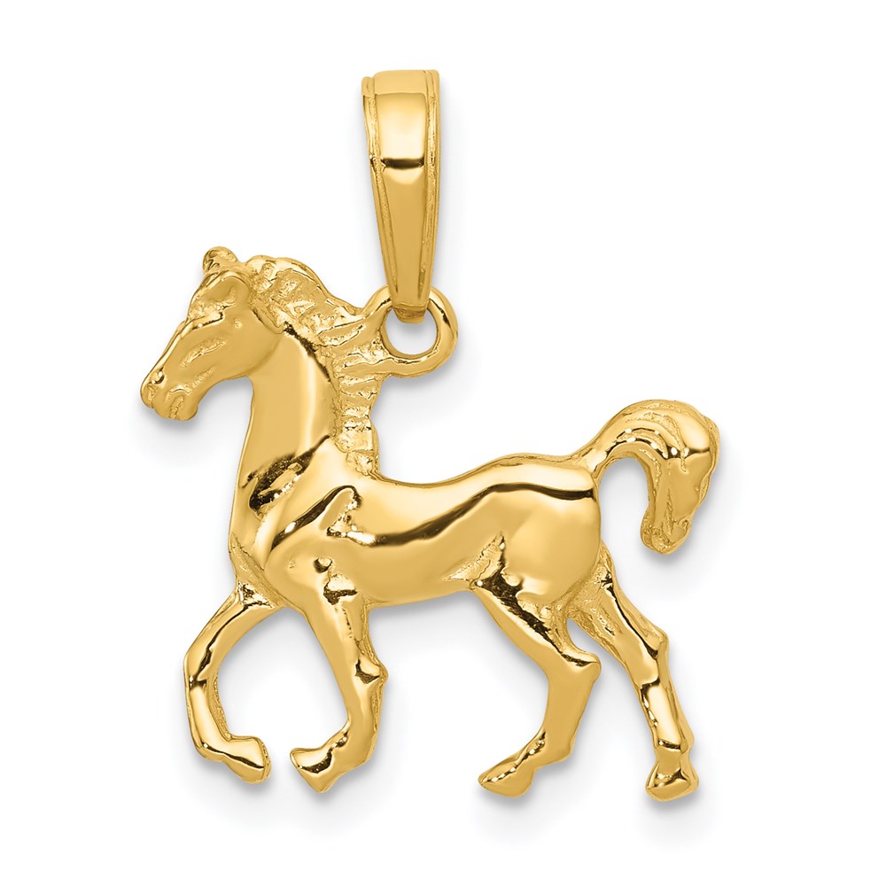 14k Yellow Gold Walking Horse Pendant