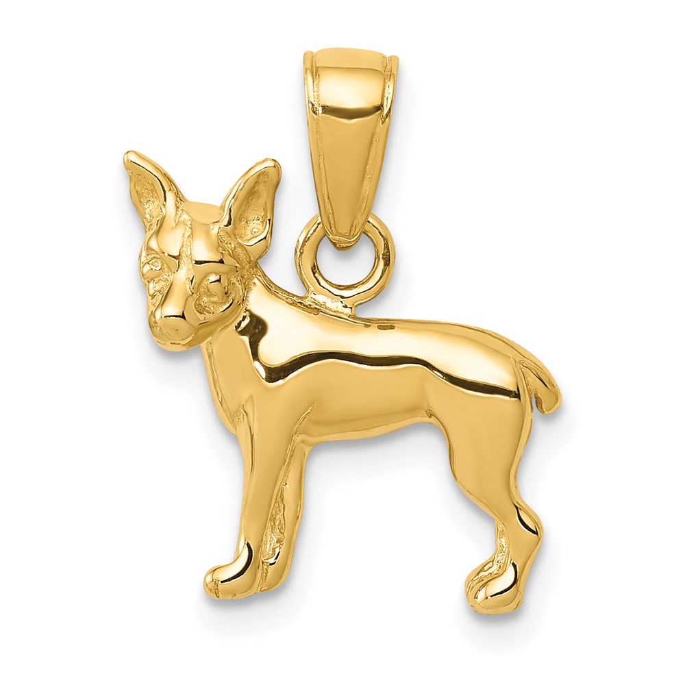 14k Yellow Gold Polished Chihuahua Pendant