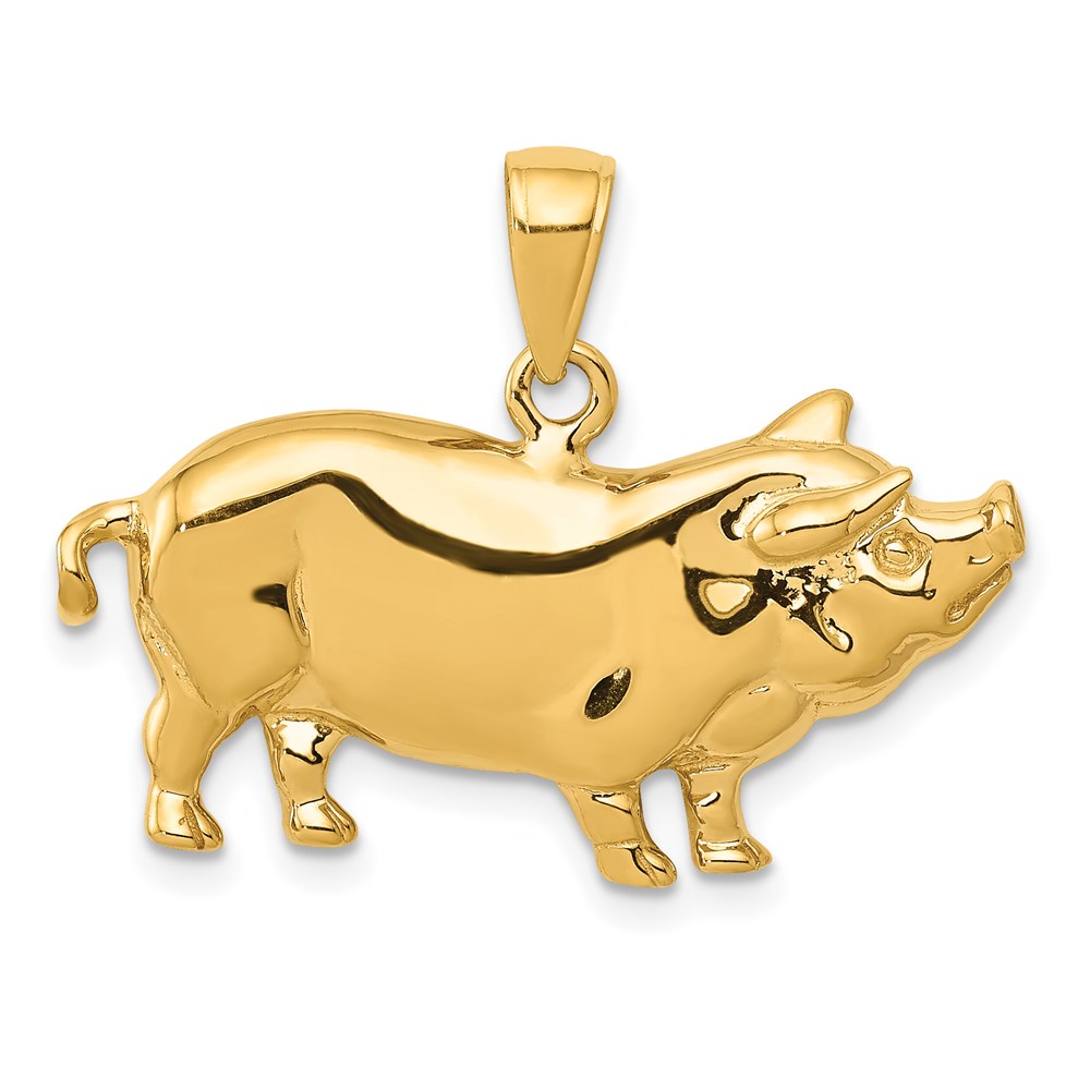 14k Yellow Gold 2D Polished Pot Belly Pig Pendant