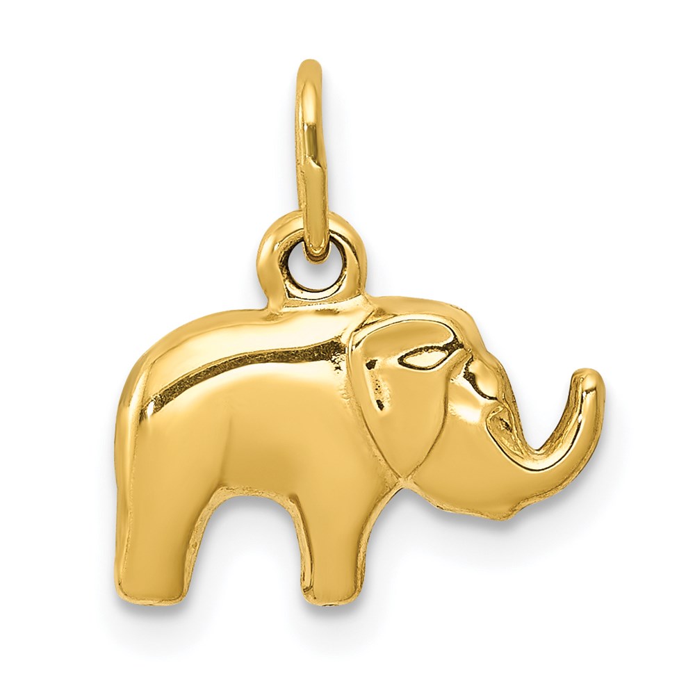 14k Yellow Gold 3D Polished Elephant Charm