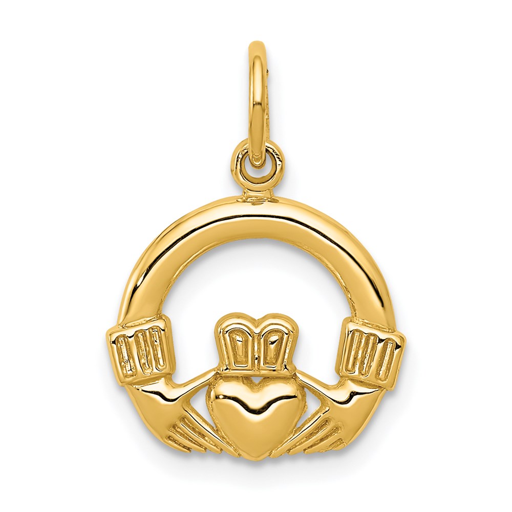 14k Yellow Gold Claddagh Charm, 13mm