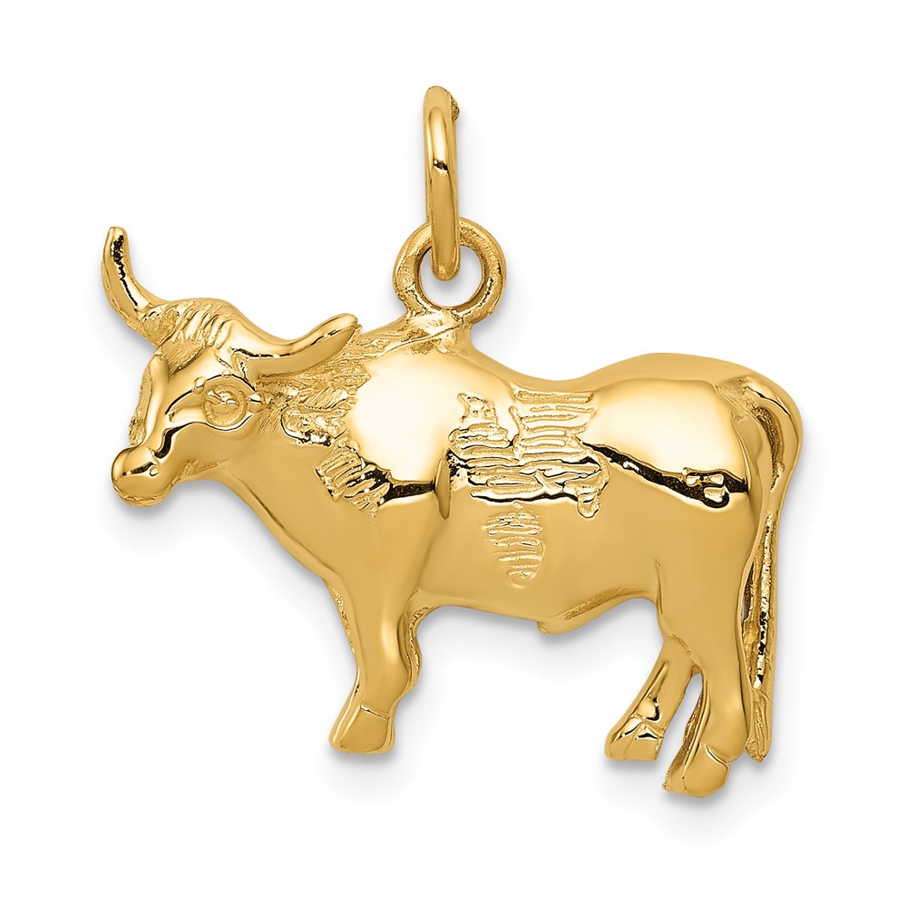 14k Yellow Gold 2D Steer Pendant