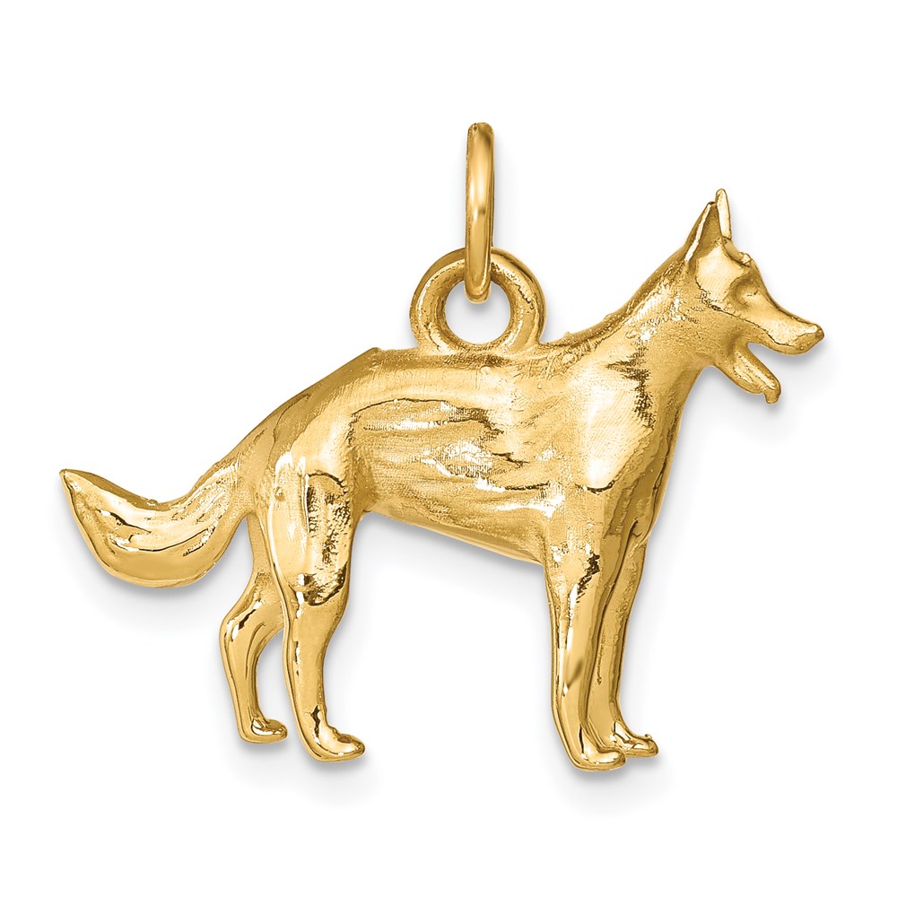 14k Yellow Gold 3D German Shepherd Charm or Pendant