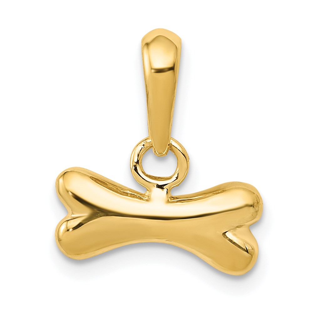 14k Yellow Gold 3D Polished Dog Bone Pendant
