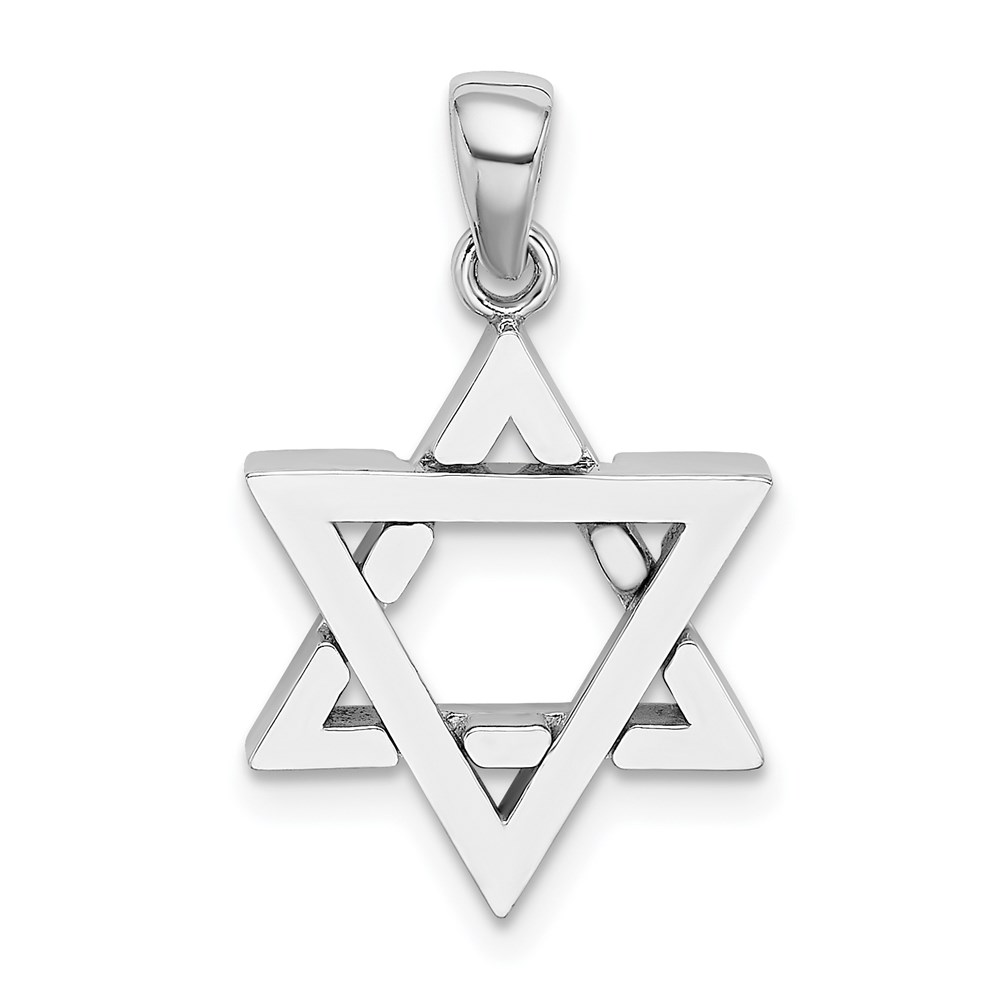 14k White Gold Star of David Pendant, 14mm