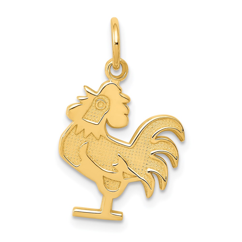 14k Yellow Gold Flat Rooster Charm or Pendant