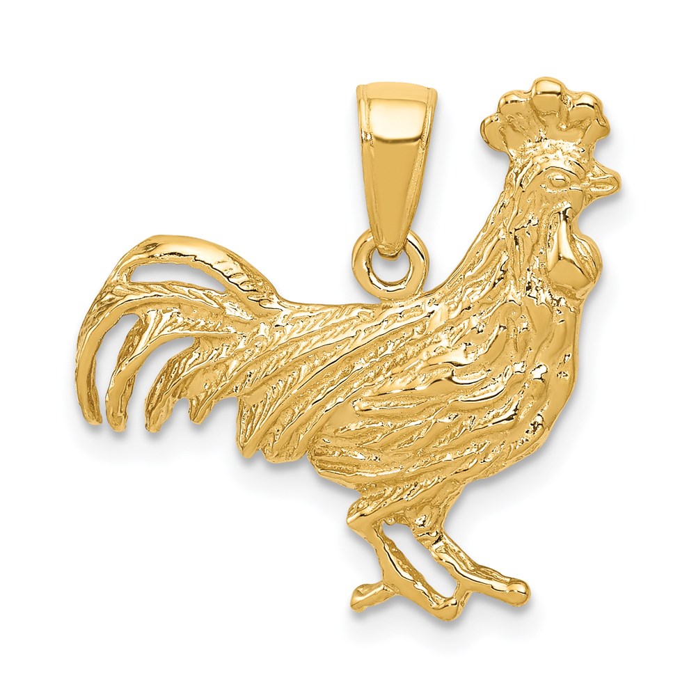 14k Yellow Gold 2D Rooster Pendant