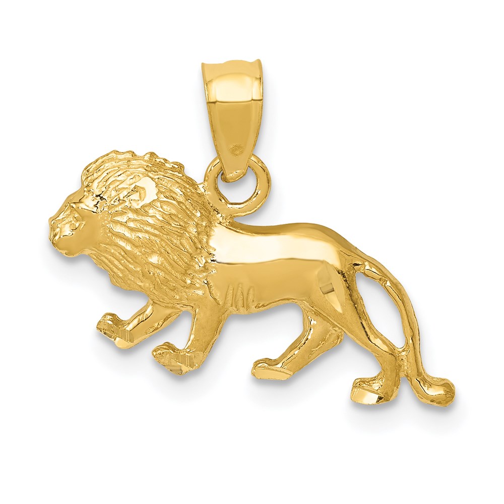14k Yellow Gold Diamond Cut Lion Pendant