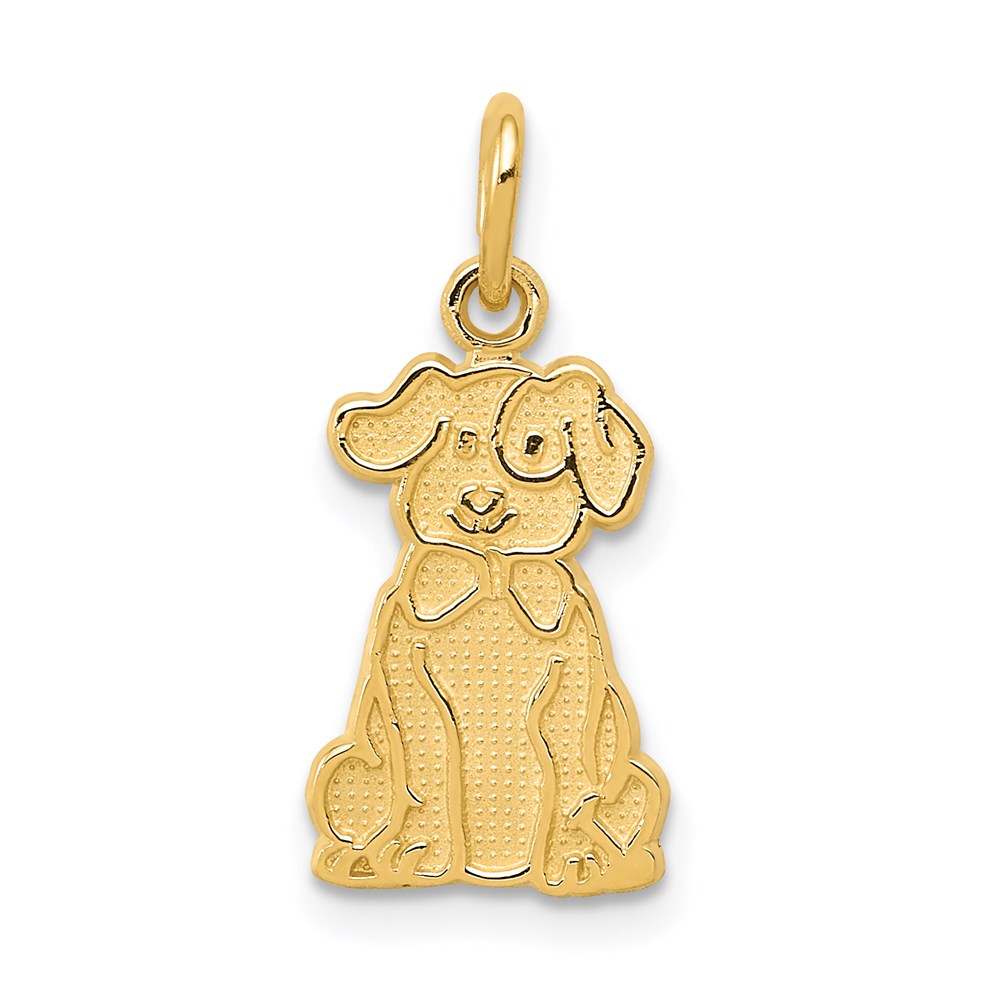 14k Yellow Gold Puppy Charm and Pendant