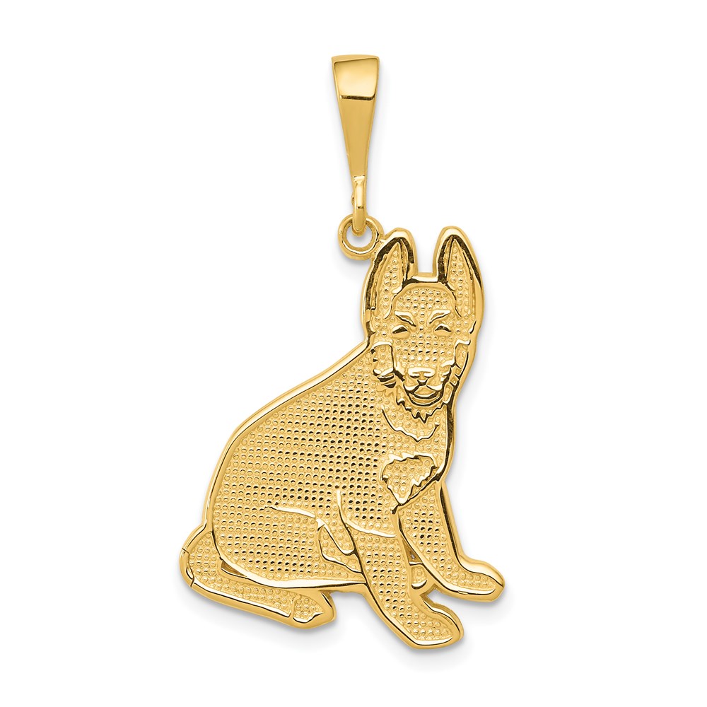 14k Yellow Gold German Shepherd Pendant
