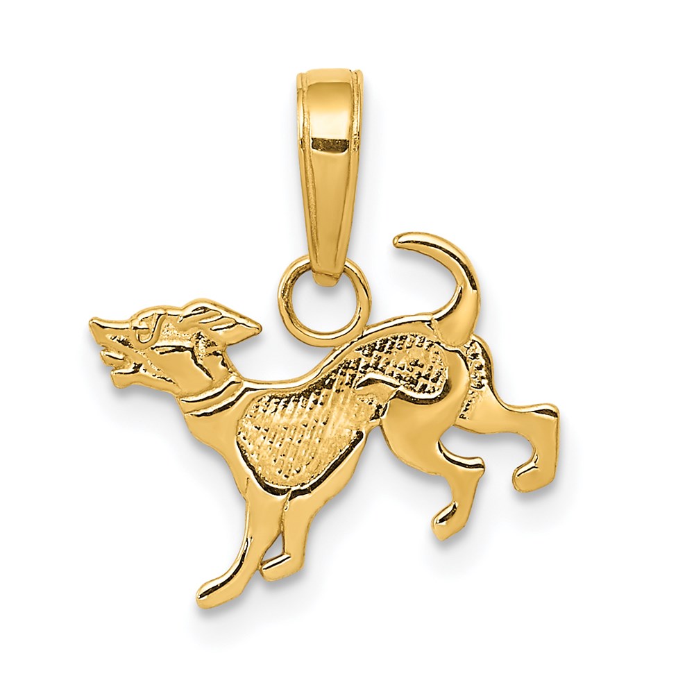 14k Yellow Gold Playing Dog Pendant