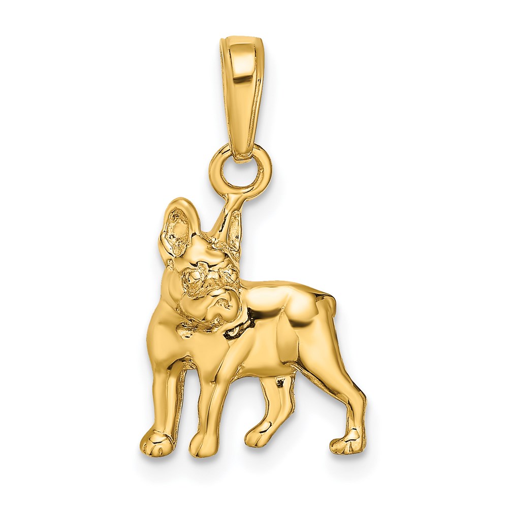 14k Yellow Gold Polished 2D Boston Terrier Pendant