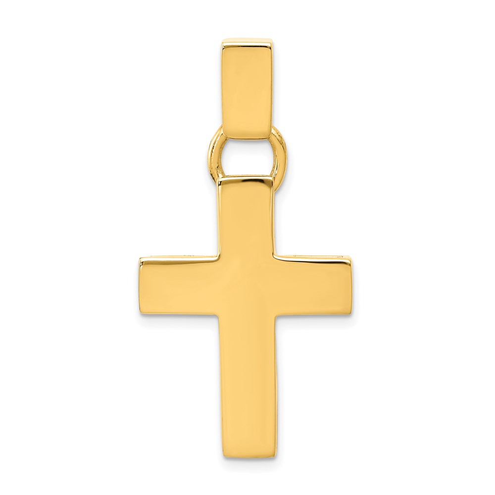 14k Yellow Gold Polished Hollow Latin Cross Pendant