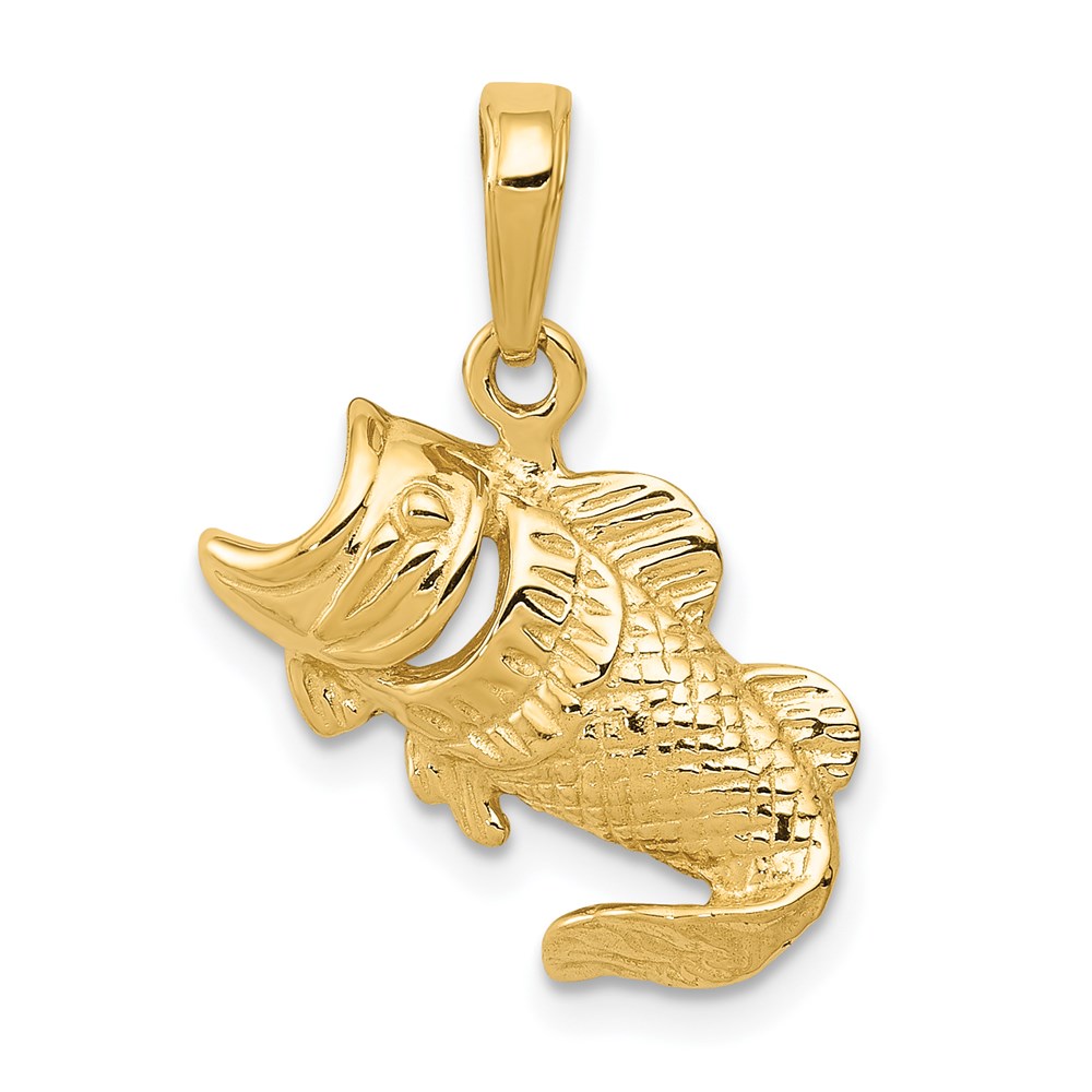 14k Yellow Gold Largemouth Fish Pendant