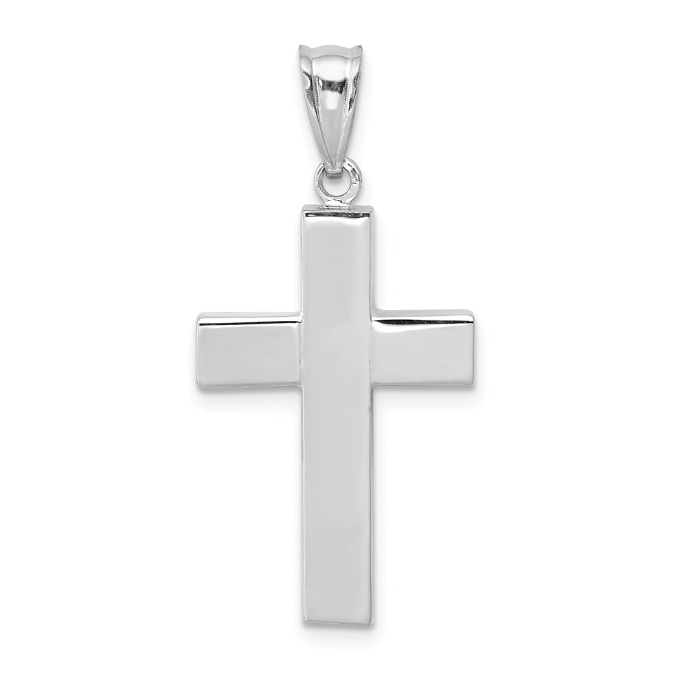 14k White Gold Polished Hollow Latin Cross Pendant