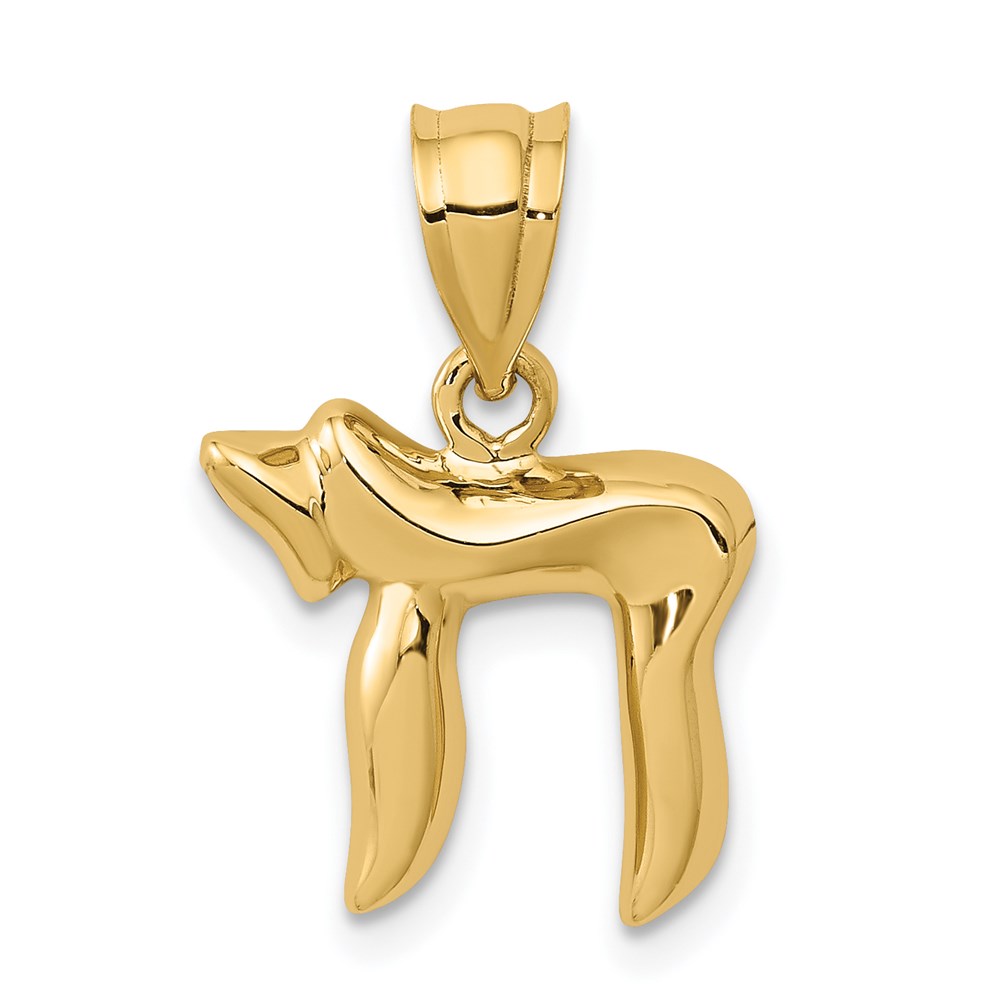 14k Yellow Gold Polished Chai Pendant