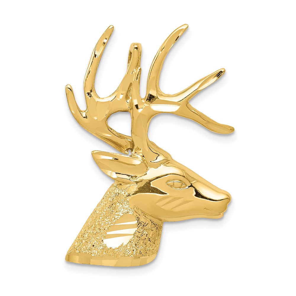 14k Yellow Gold Deer Buck Head Pendant