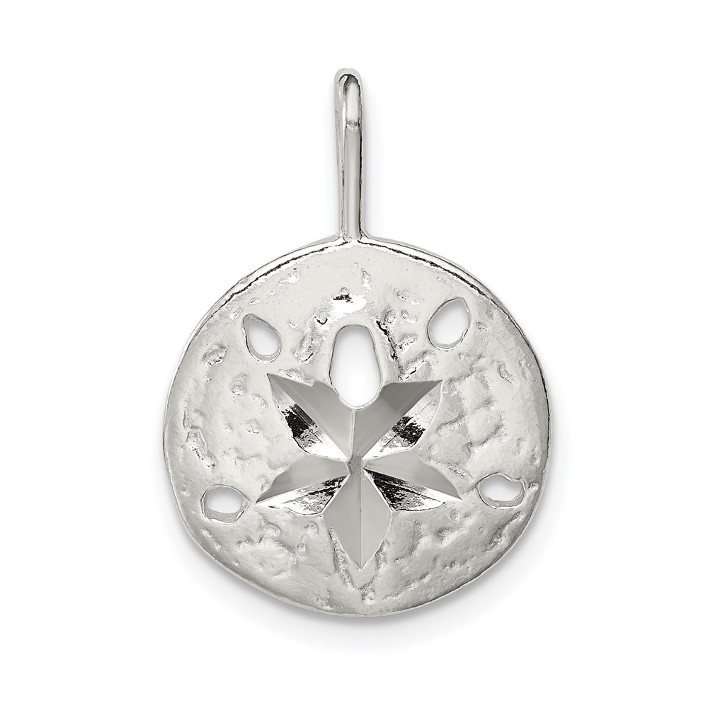 Sterling Silver 15mm Diamond Cut Sand Dollar Pendant