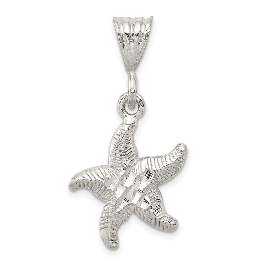Sterling Silver Diamond Cut Starfish Pendant