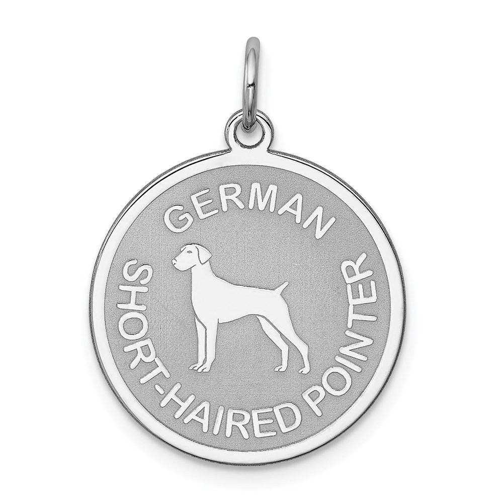 Sterling Silver Laser Etched German Shorthaired Pointer Pendant, 19mm
