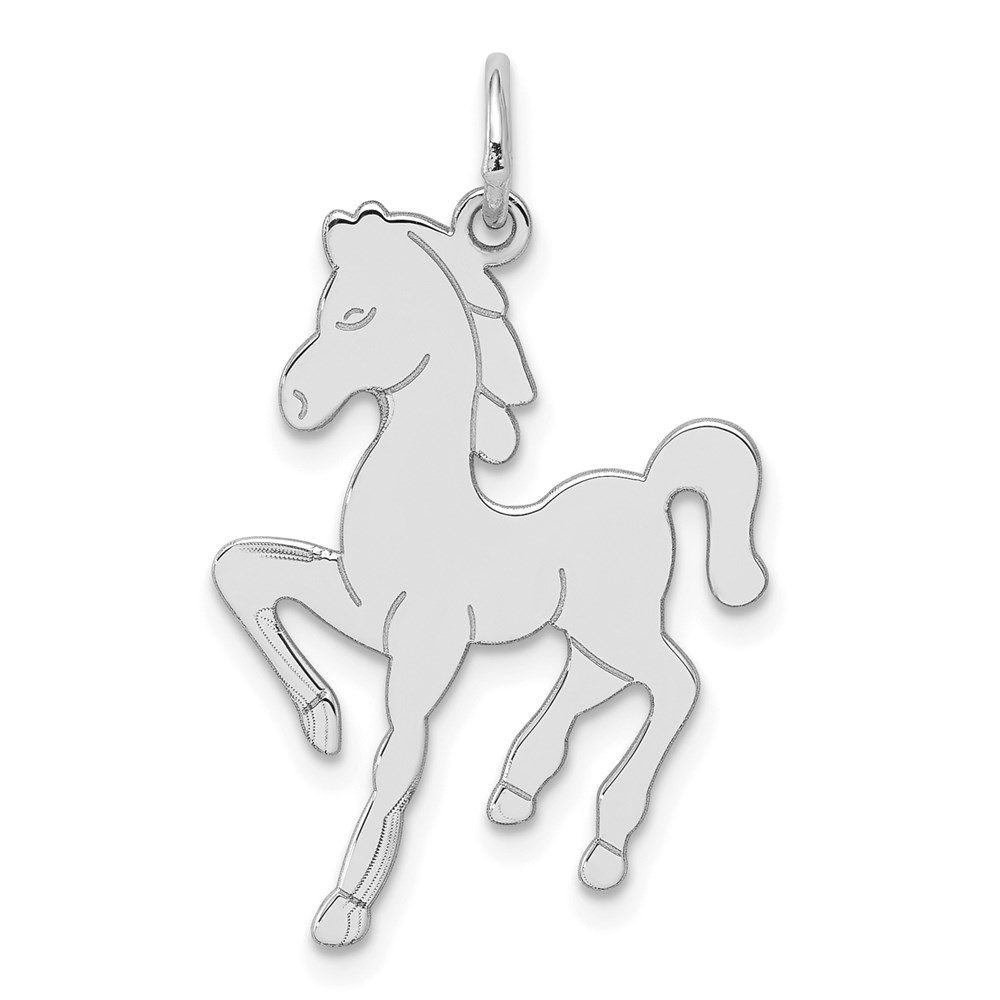 Sterling Silver Polished Prancing Horse Pendant