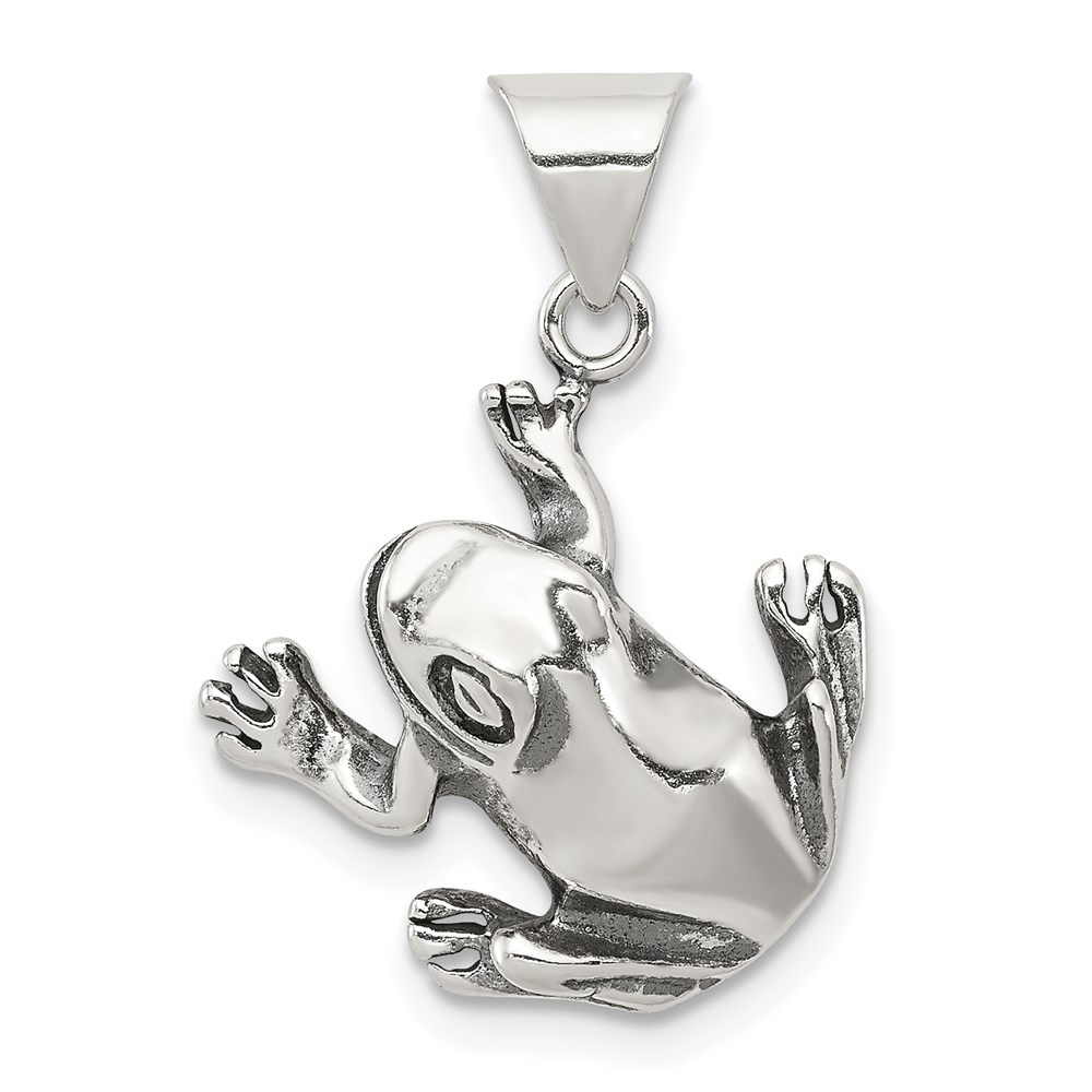 Sterling Silver Antiqued Frog Pendant