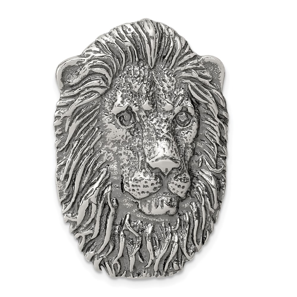 Sterling Silver Antiqued Lion's Head Pendant