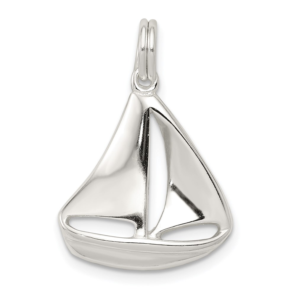 Sterling Silver Polished Sailboat Pendant