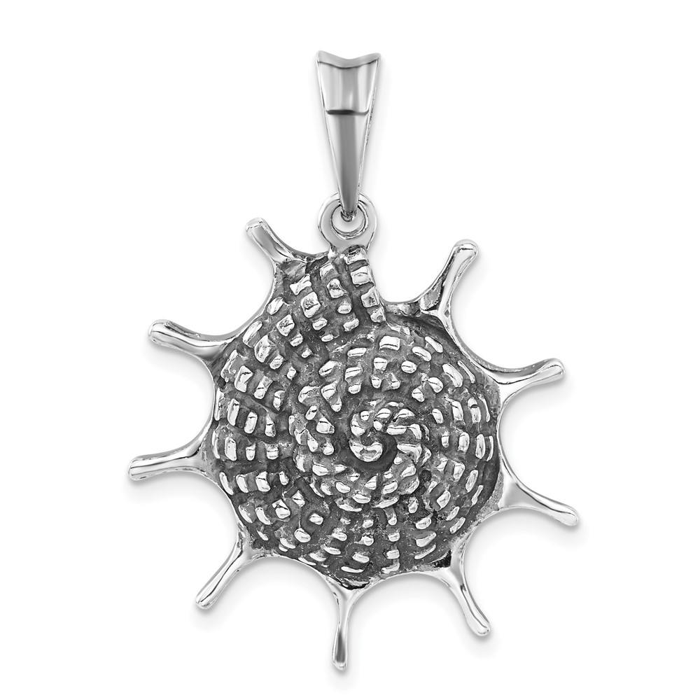 Sterling Silver Antiqued Spiral Seashell Pendant