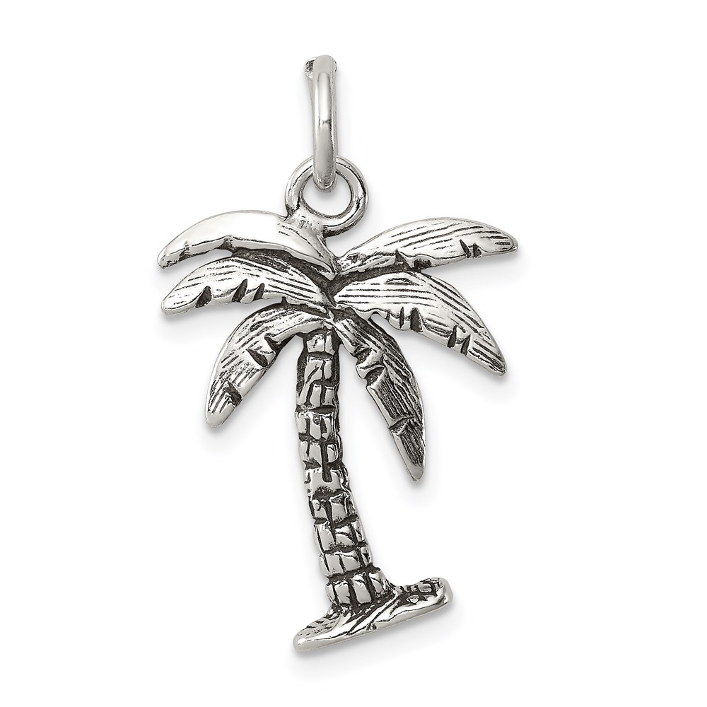 Sterling Silver 3D Antiqued Palm Tree Pendant