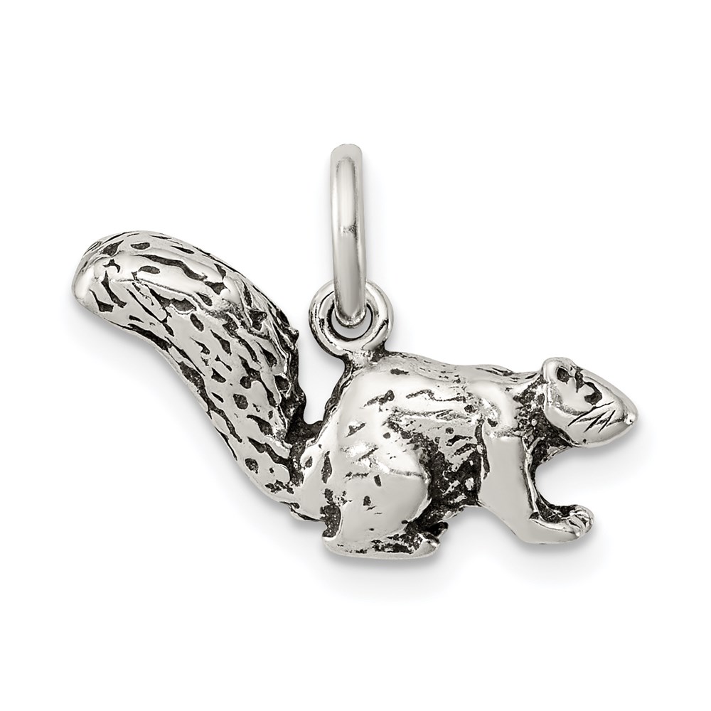 Sterling Silver Antiqued Squirrel Charm or Pendant