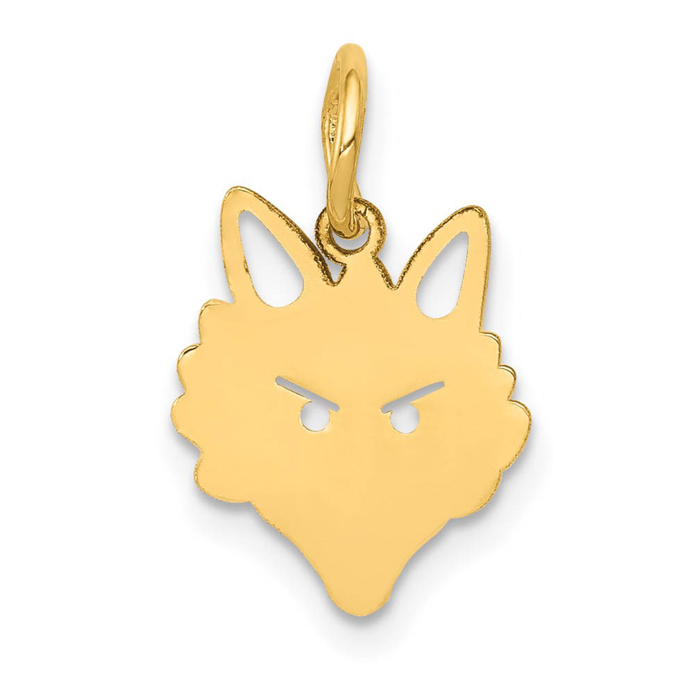 14k Yellow Gold Polished Fox Head Charm or Pendant