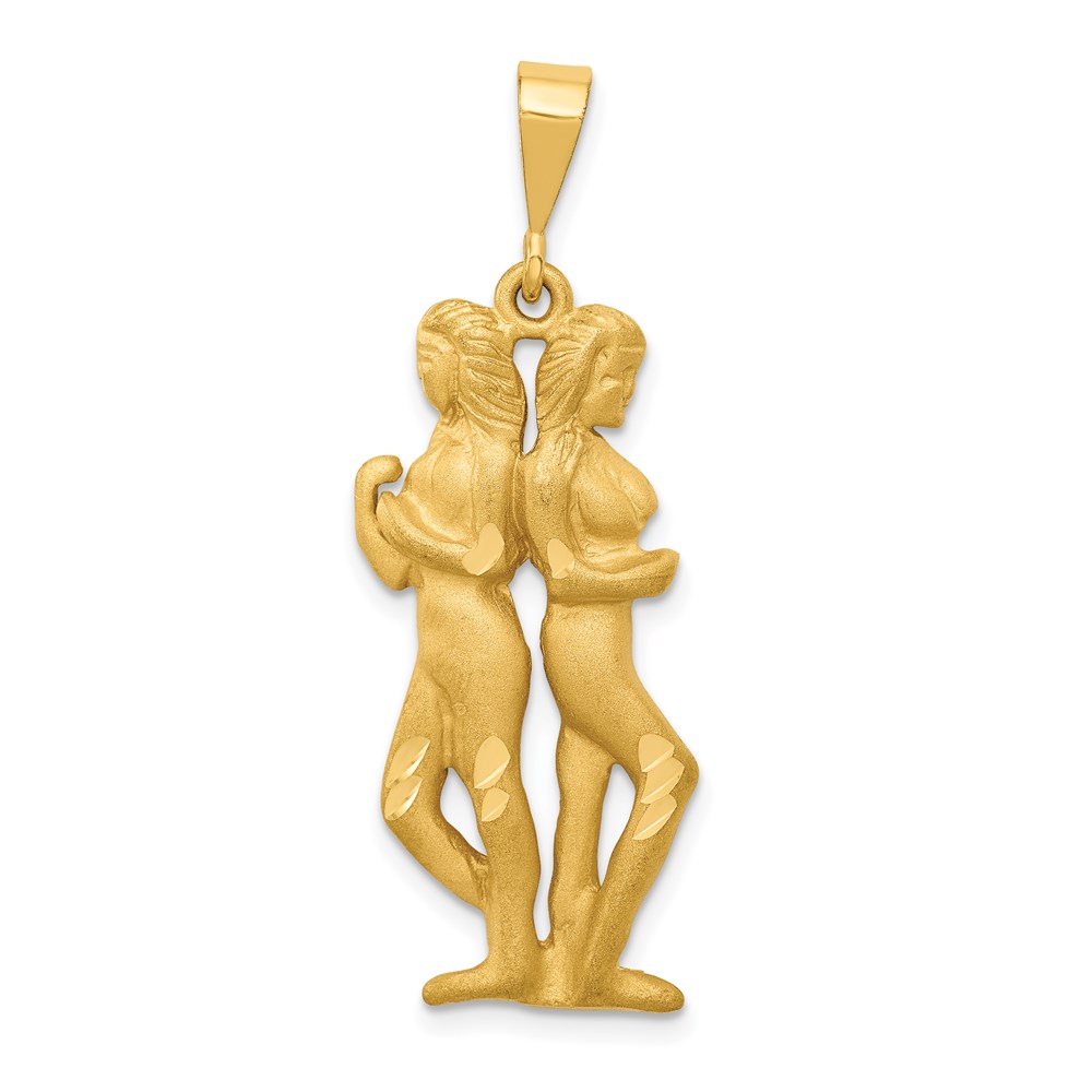 14k Yellow Gold Large Gemini the Twins Zodiac Pendant