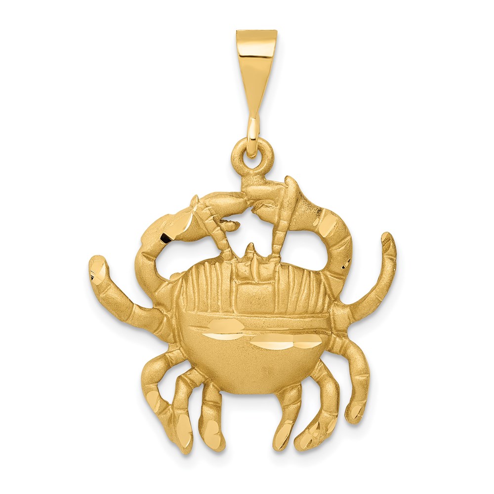 14k Yellow Gold Cancer the Crab Zodiac Pendant