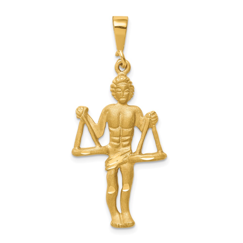 14k Yellow Gold Libra the Scale Zodiac Pendant