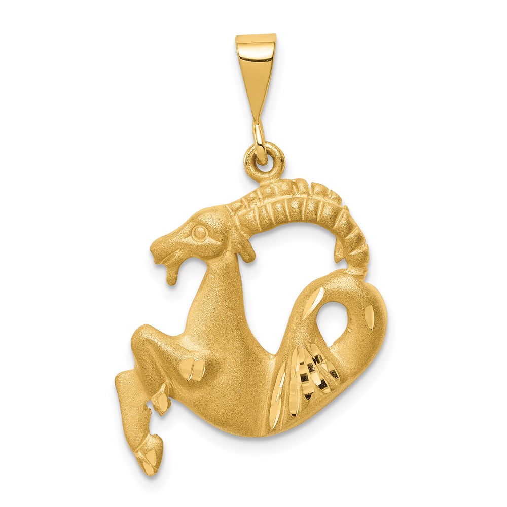 14k Yellow Gold Large Capricorn the Goat Zodiac Pendant