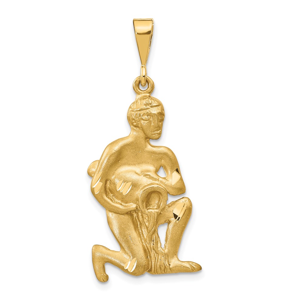 14k Yellow Gold Aquarius the Water Bearer Zodiac Pendant