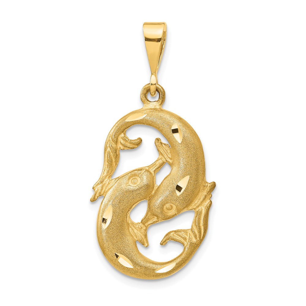 14k Yellow Gold Pisces the Fish Zodiac Pendant