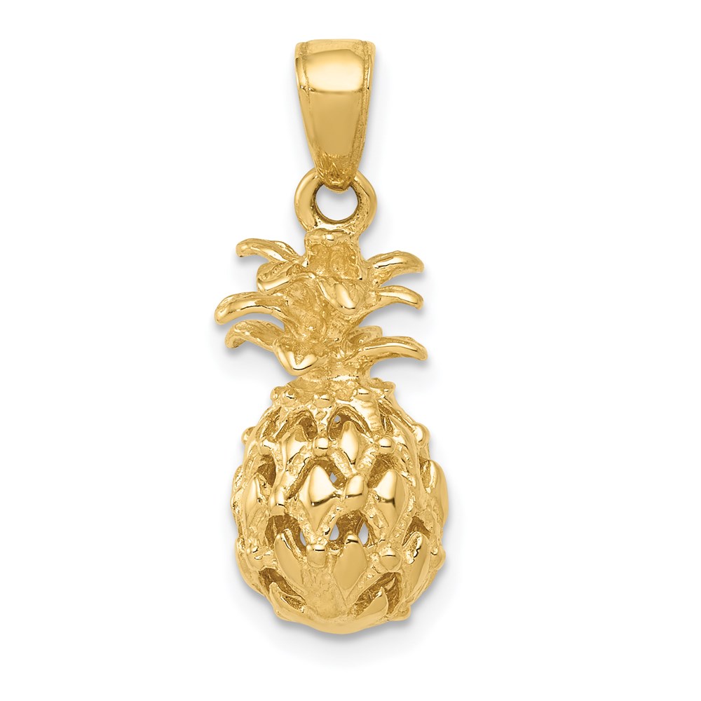 14k Yellow Gold 3D Cutout Pineapple Pendant