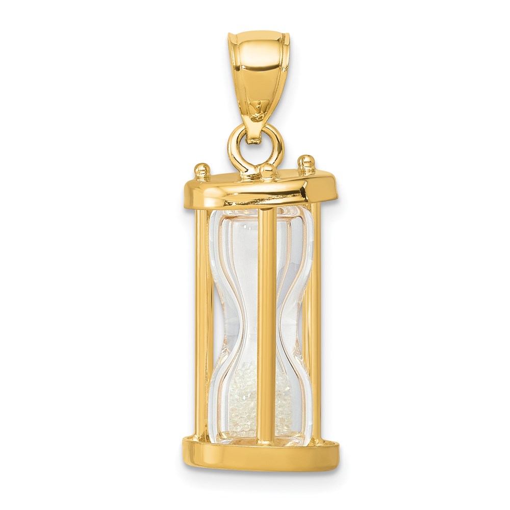 14k Yellow Gold 3D Hourglass Pendant