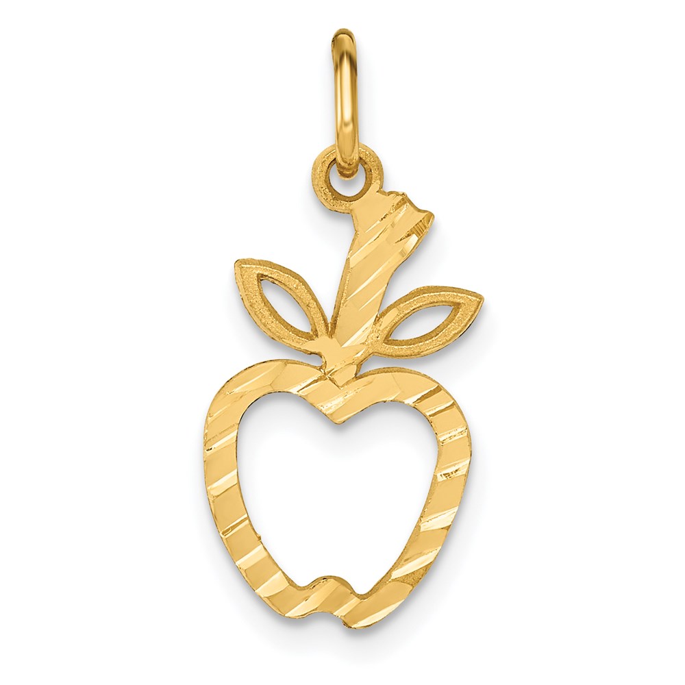 14k Yellow Gold Diamond Cut Apple Silhouette Charm