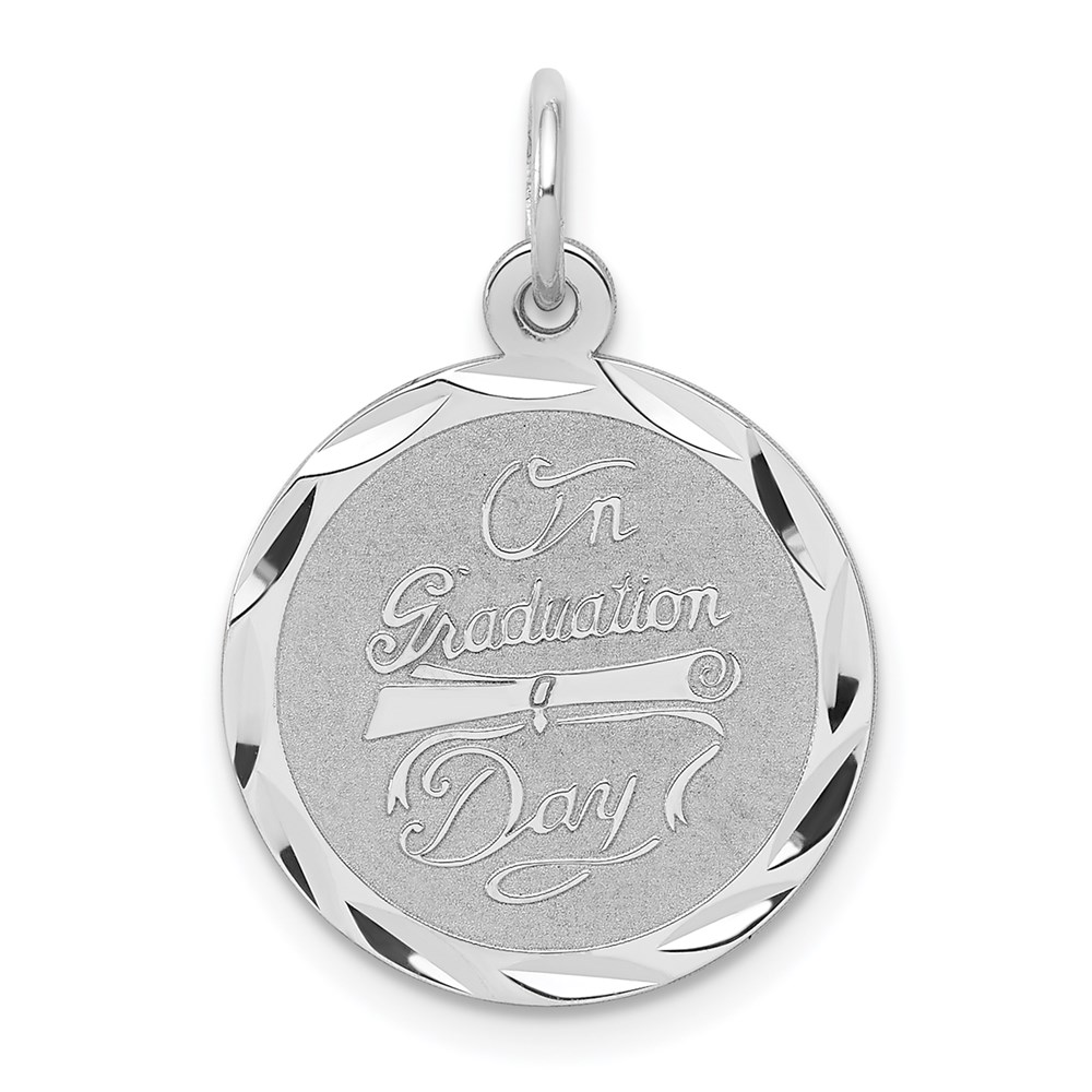 Sterling Silver, On Graduation Day Disc Charm, 15mm