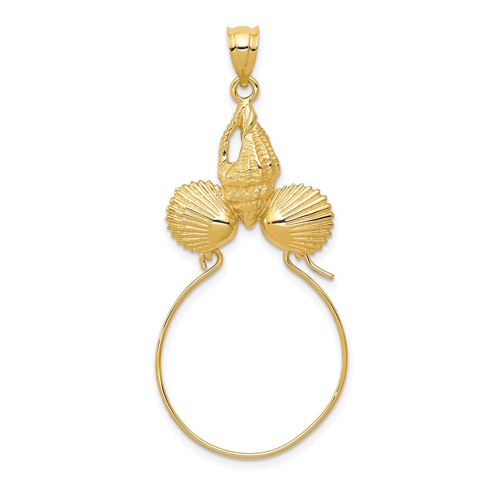 14k Yellow Gold Sea Shell Charm Holder Pendant