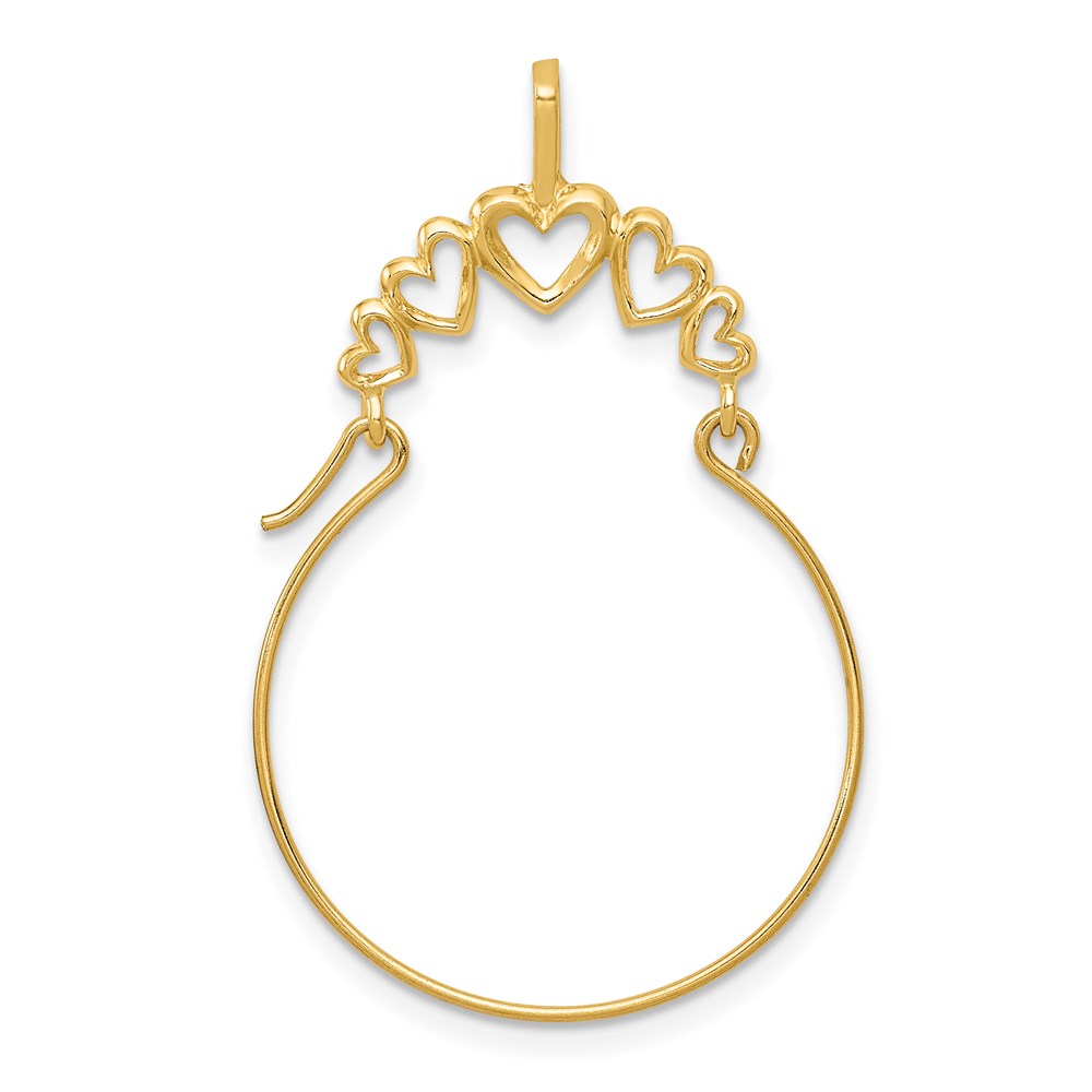 14k Yellow Gold Polished Five Heart Charm Holder Pendant